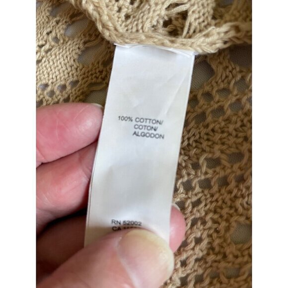 Kensie Women's Size L Beige Open-Knit Cardigan Sweater Open Front Short Sleeves - Picture 9 of 11